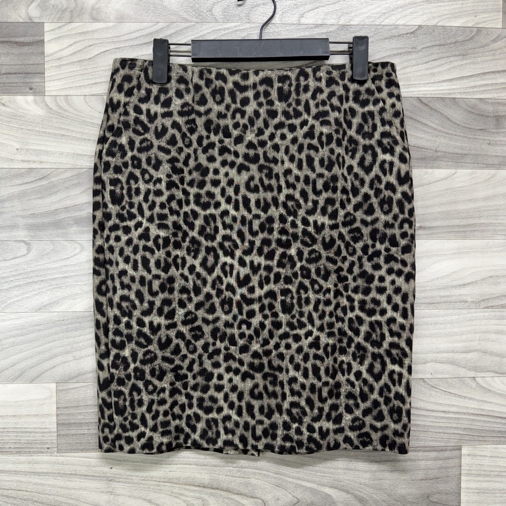 Cabi Pencil Skirt Women's 4 Brown Black Jungle Leopard‎ Print Straight Stretch